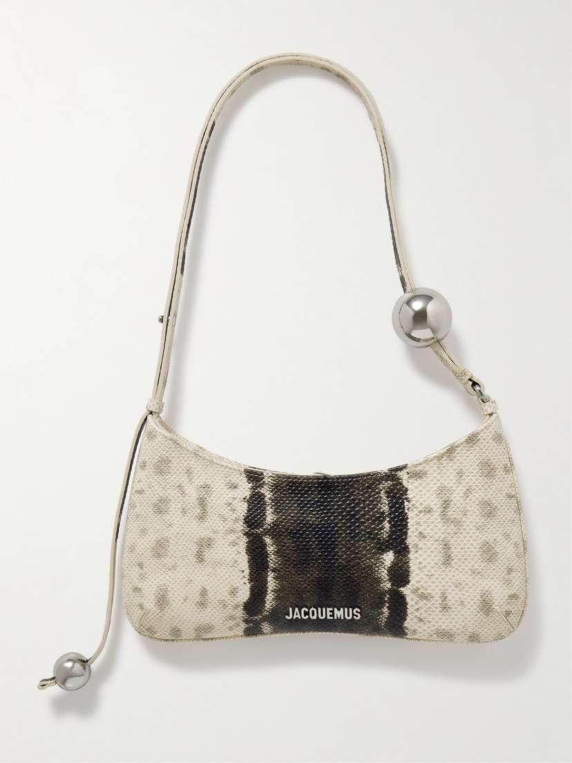 Jacquemus Le Bisou Perle Embellished Snake-effect Leather Shoulder Bag