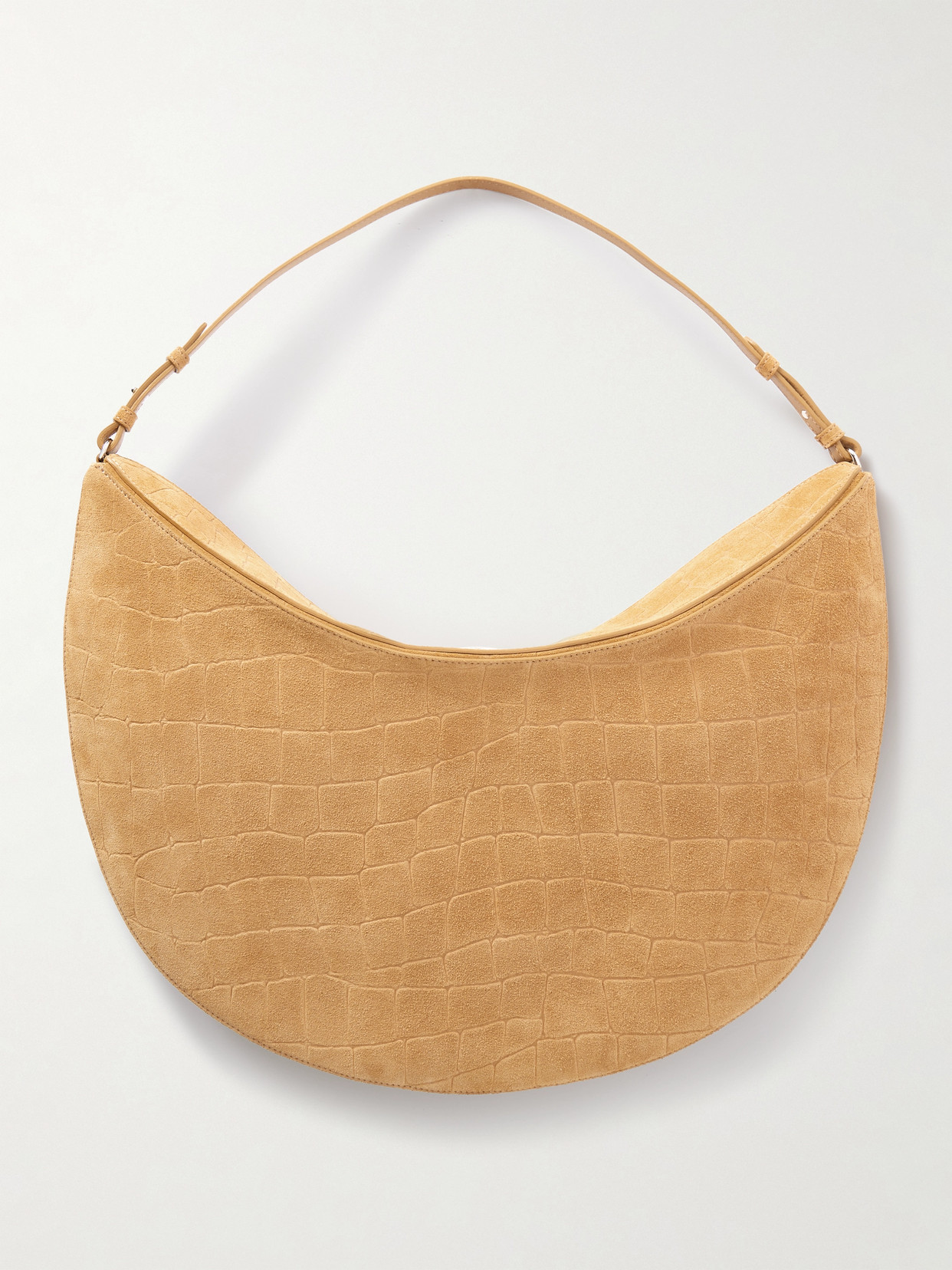 Jacquemus Crescent Crocodile Shoulder Bag With Adjustable Strap In Brown