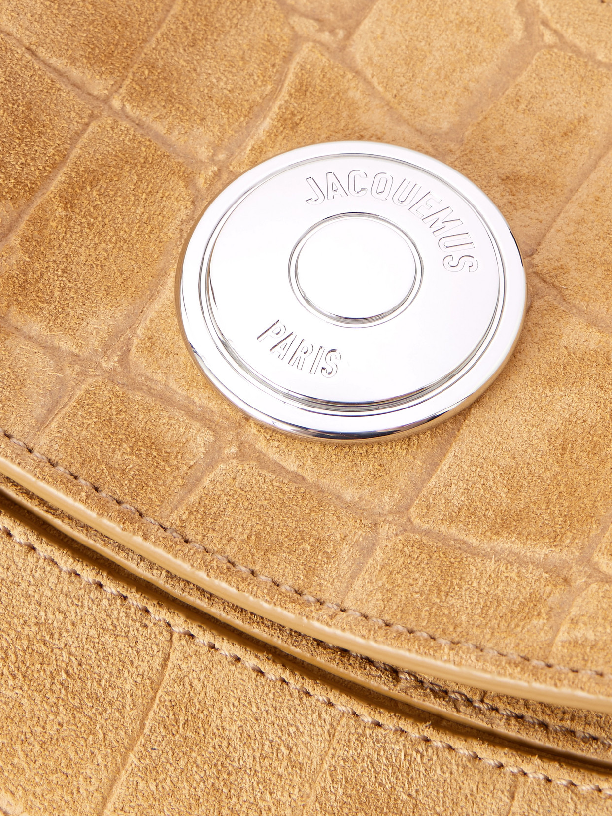 Jacquemus Crescent Crocodile Shoulder Bag With Adjustable Strap In Brown