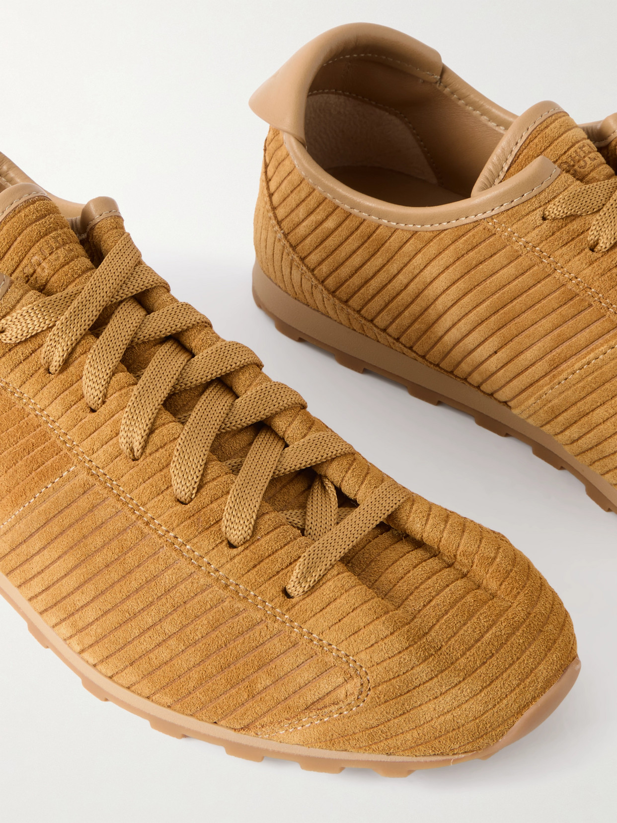 Jacquemus Les Tennis Leather-trimmed Ribbed Suede Sneakers In Brown