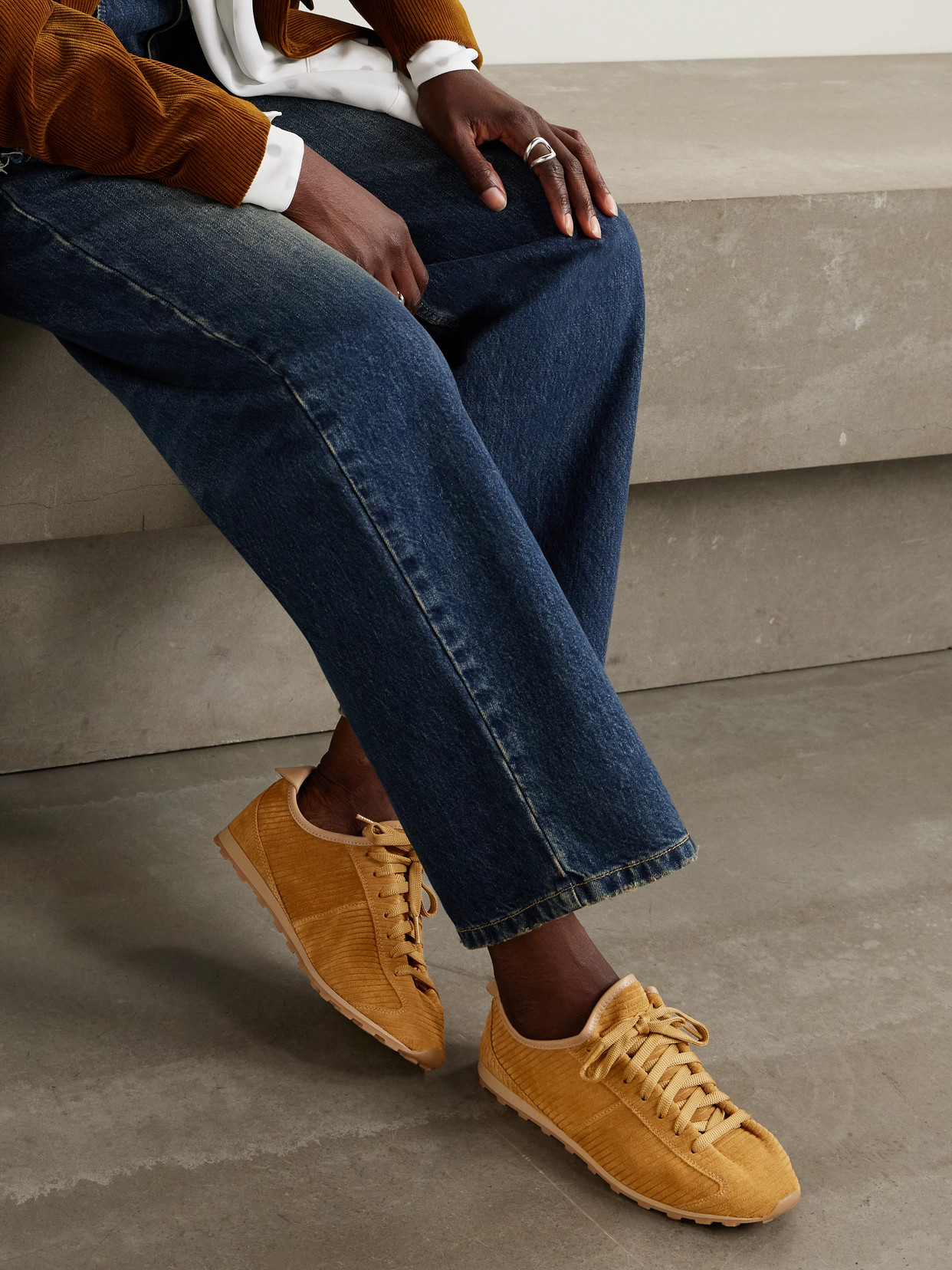 Jacquemus Les Tennis Leather-trimmed Ribbed Suede Sneakers In Brown