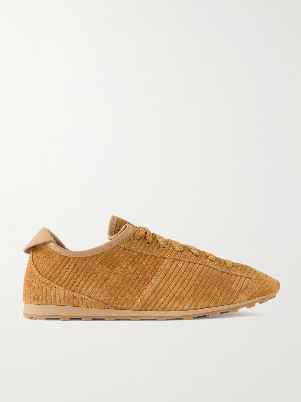 Jacquemus Les Tennis Leather-trimmed Ribbed Suede Sneakers In Brown