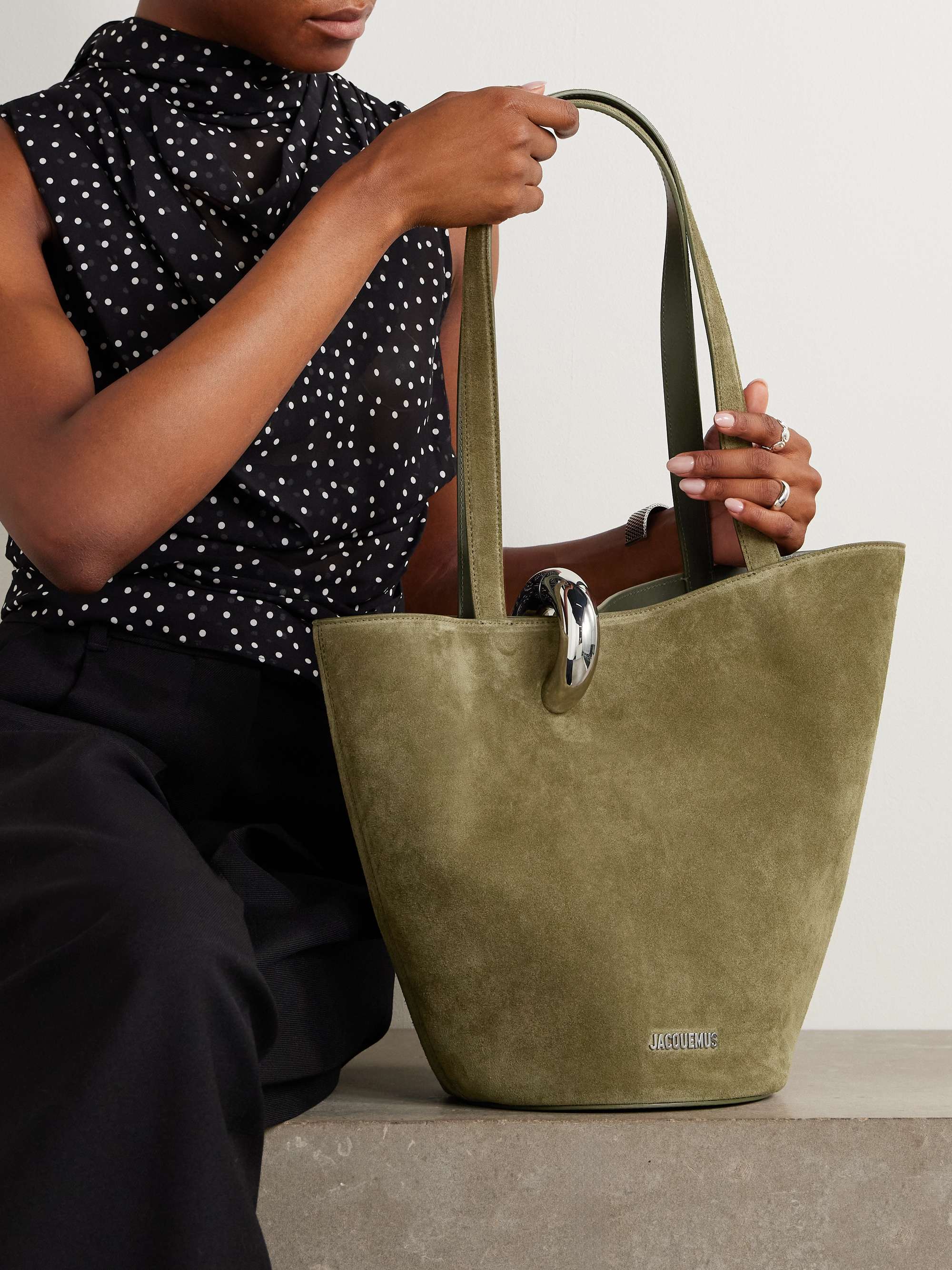 Le Bambola Moyen embellished suede bag - army green - One Size