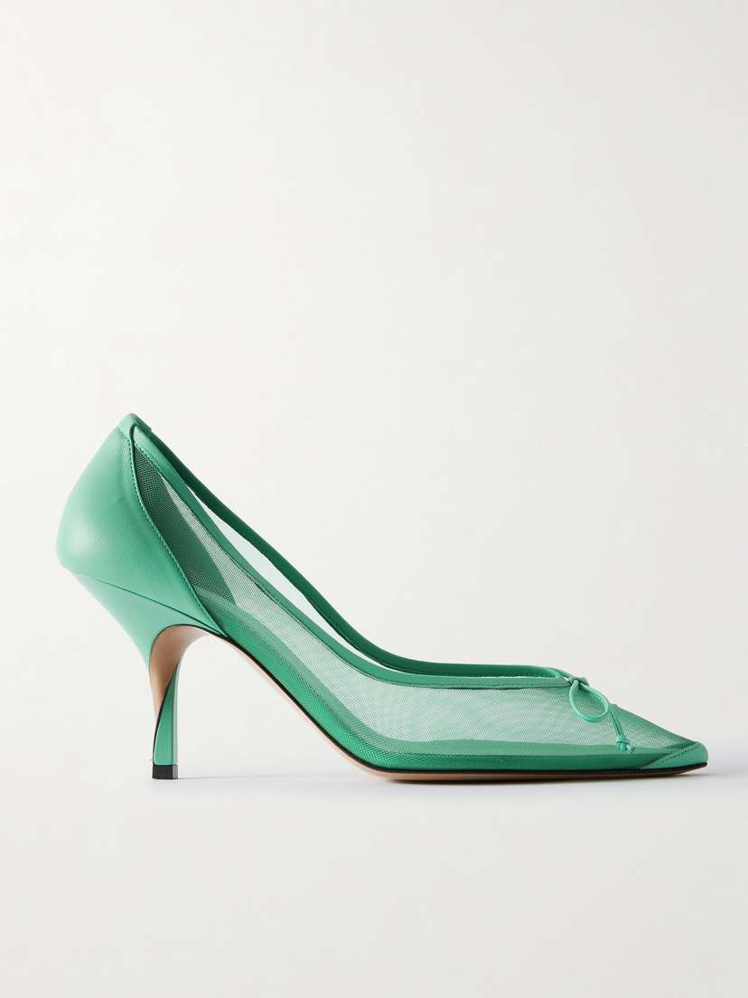 Jacquemus The Tourni Bow-detailed Leather-trimmed Mesh Pumps