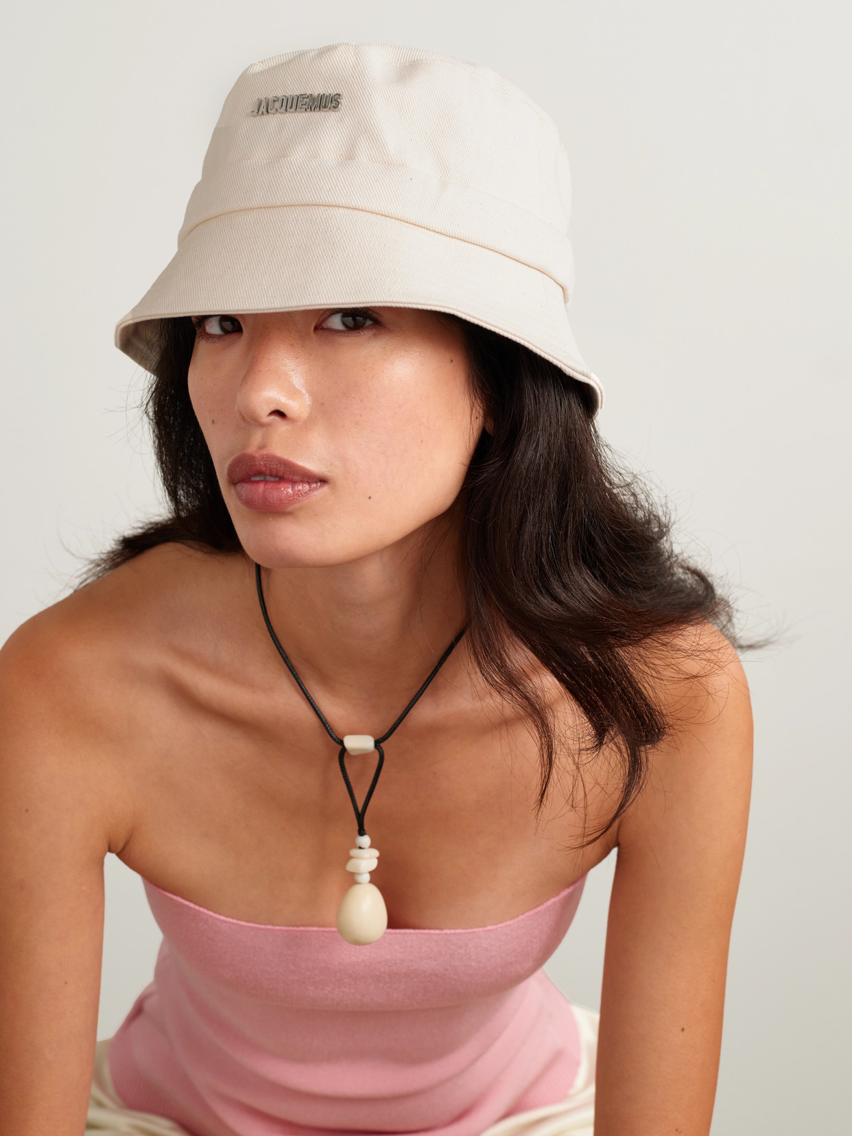 Jacquemus The Gadjo Embellished Cotton-canvas Bucket Hat In White