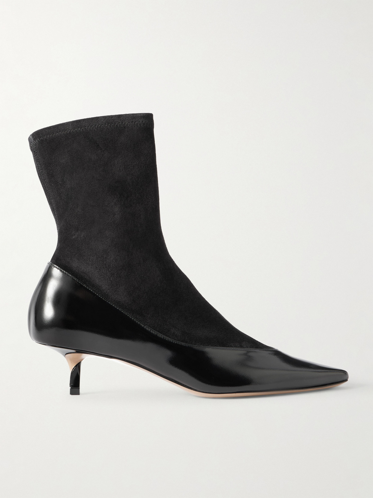 Jacquemus The Tourni Suede And Glossed-leather Ankle Boots In Black
