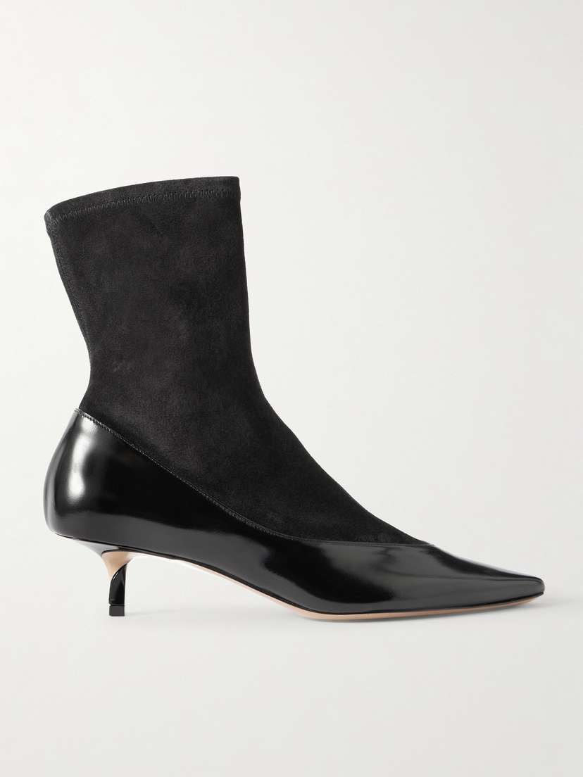 Jacquemus The Tourni Suede And Glossed-leather Ankle Boots