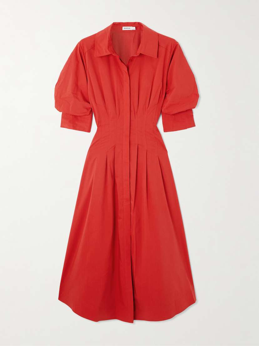 Simkhai Jazz Pleated Cotton-blend Poplin Midi Shirt Dress