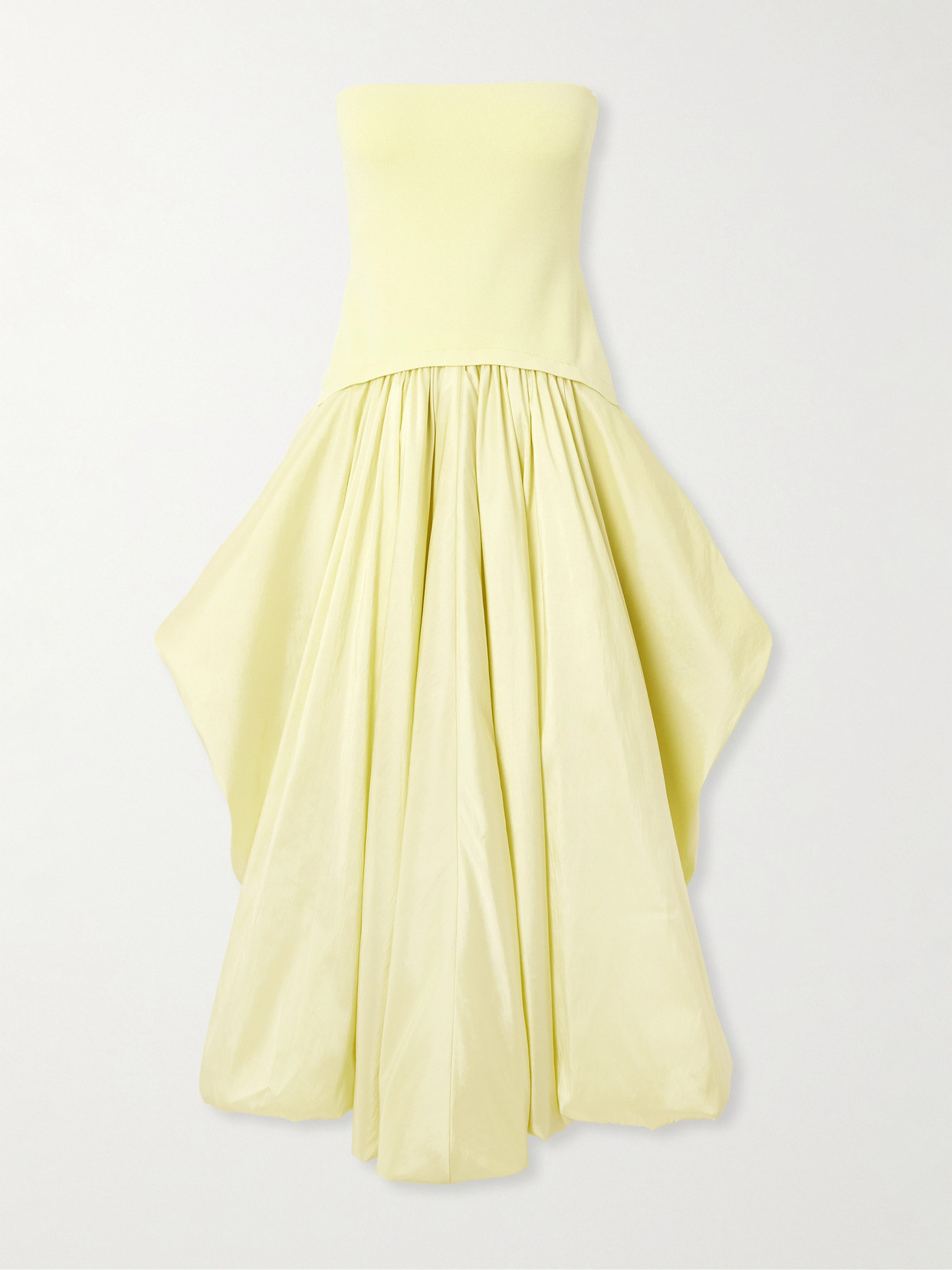 Simkhai Izzy Stretch-knit And Gathered Taffeta Midi Dress In Yellow