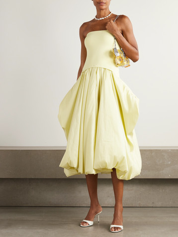SIMKHAI Izzy stretch-knit and gathered taffeta midi dress