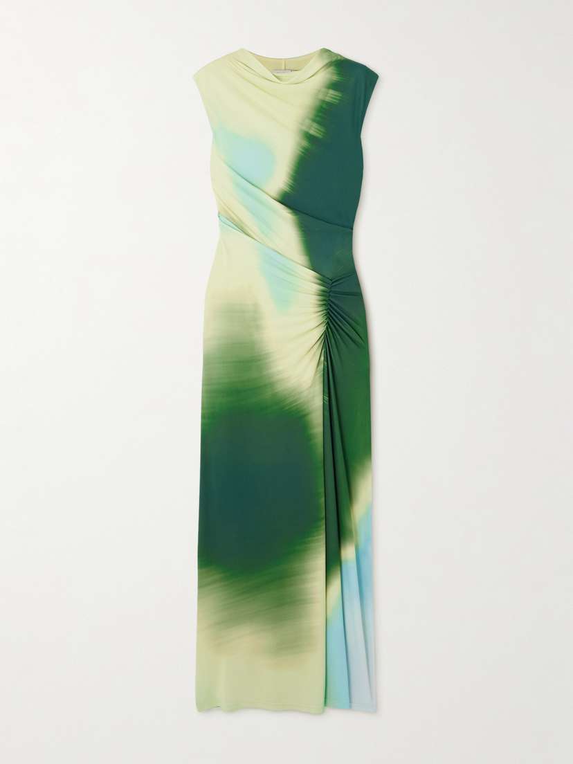 Simkhai Acacia Tie-dyed Ruched Stretch-jersey Midi Dress