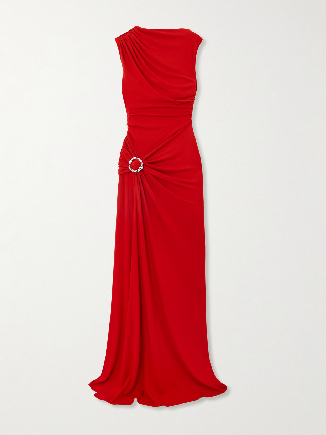 Simkhai Blaine Embellished Gathered Jersey Gown In Red