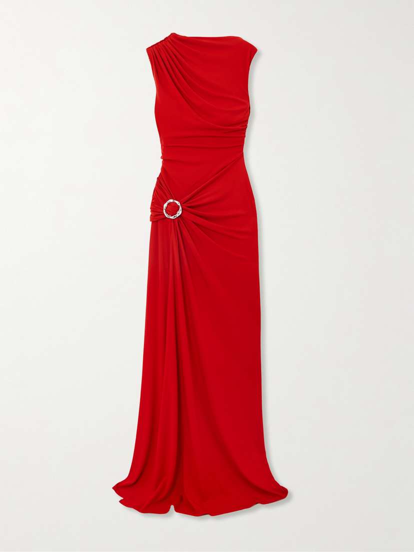Simkhai Blaine Embellished Gathered Jersey Gown