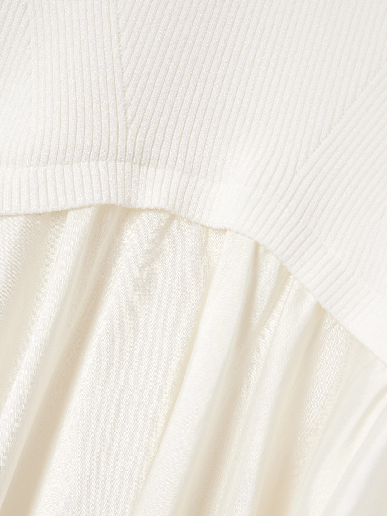 Simkhai Kenny Ribbed-knit And Pleated Taffeta Mini Dress In White