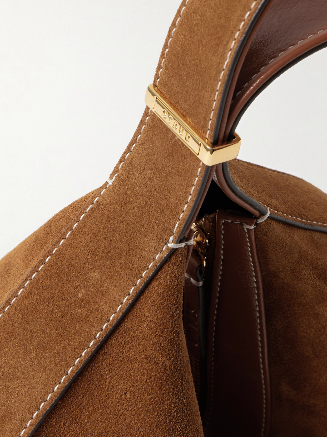 Staud Demy Leather-trimmed Suede Shoulder Bag