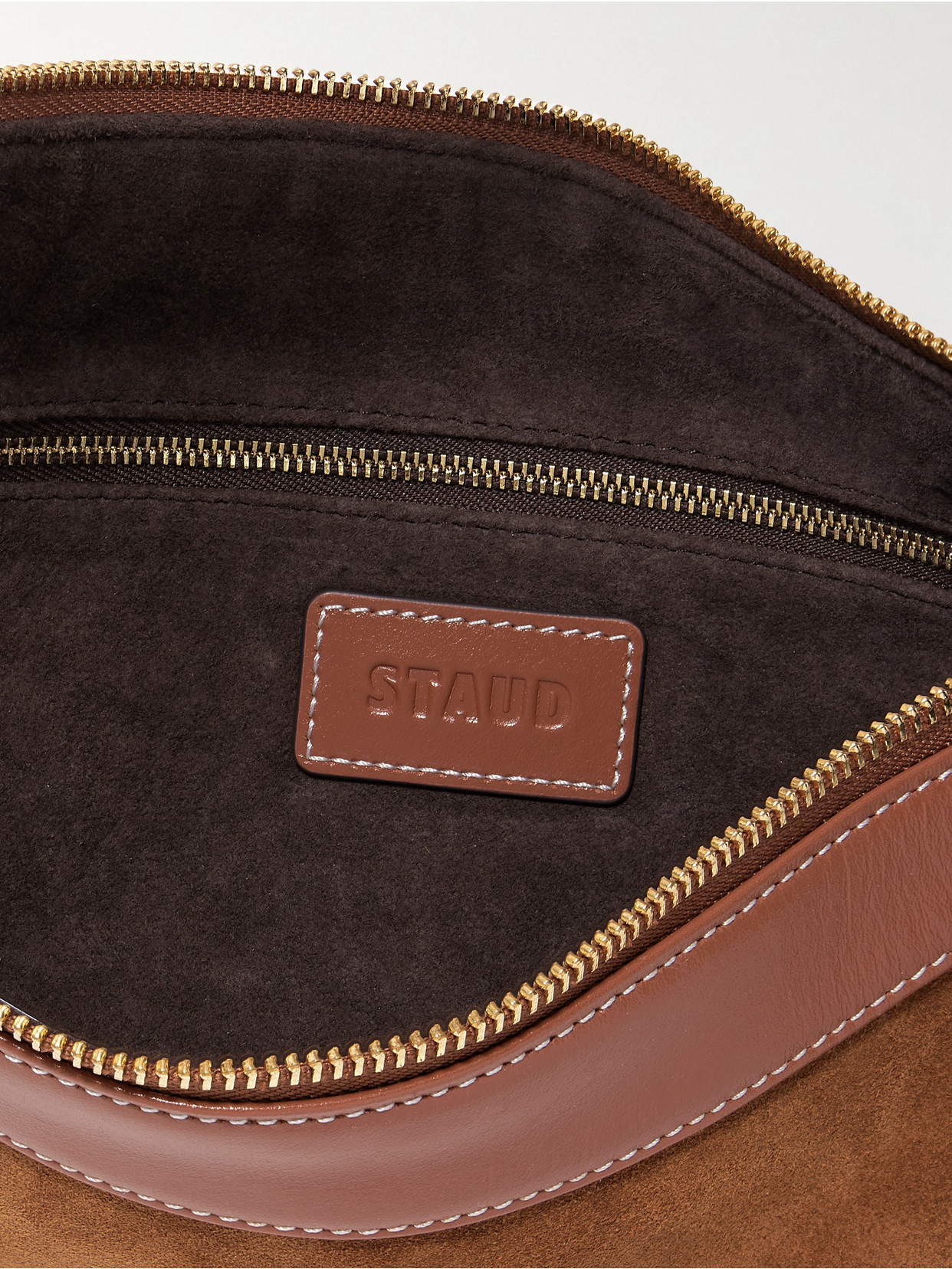 Staud Demy Leather-trimmed Suede Shoulder Bag