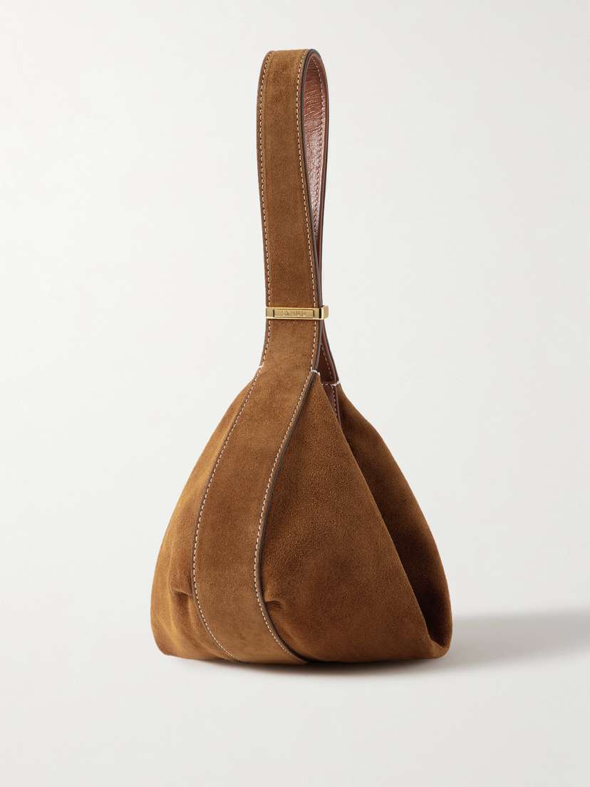 Staud Demy Leather-trimmed Suede Shoulder Bag