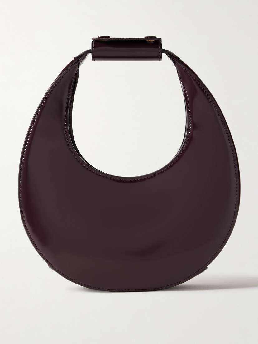 Staud Moon Mini Glossed-leather Tote