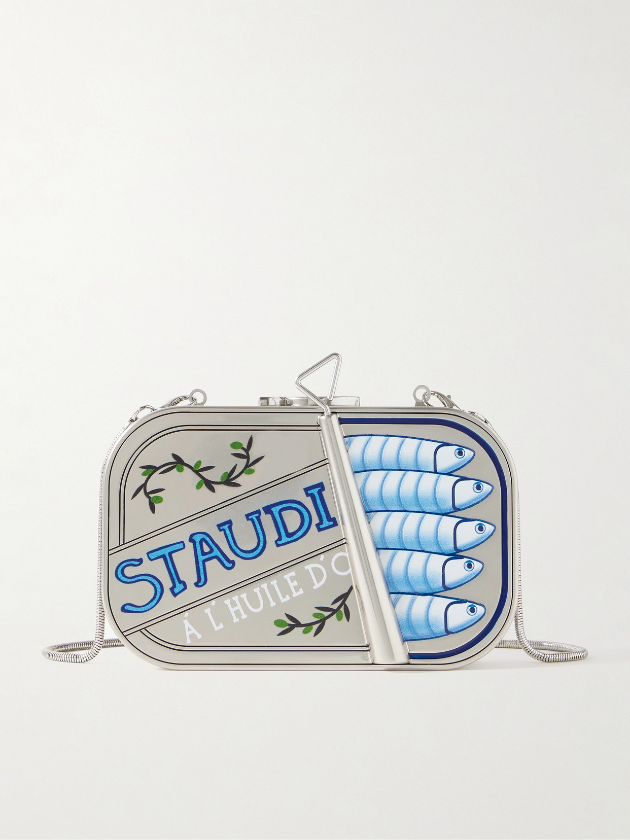 Staud Ines Tin Clutch Silver Multi