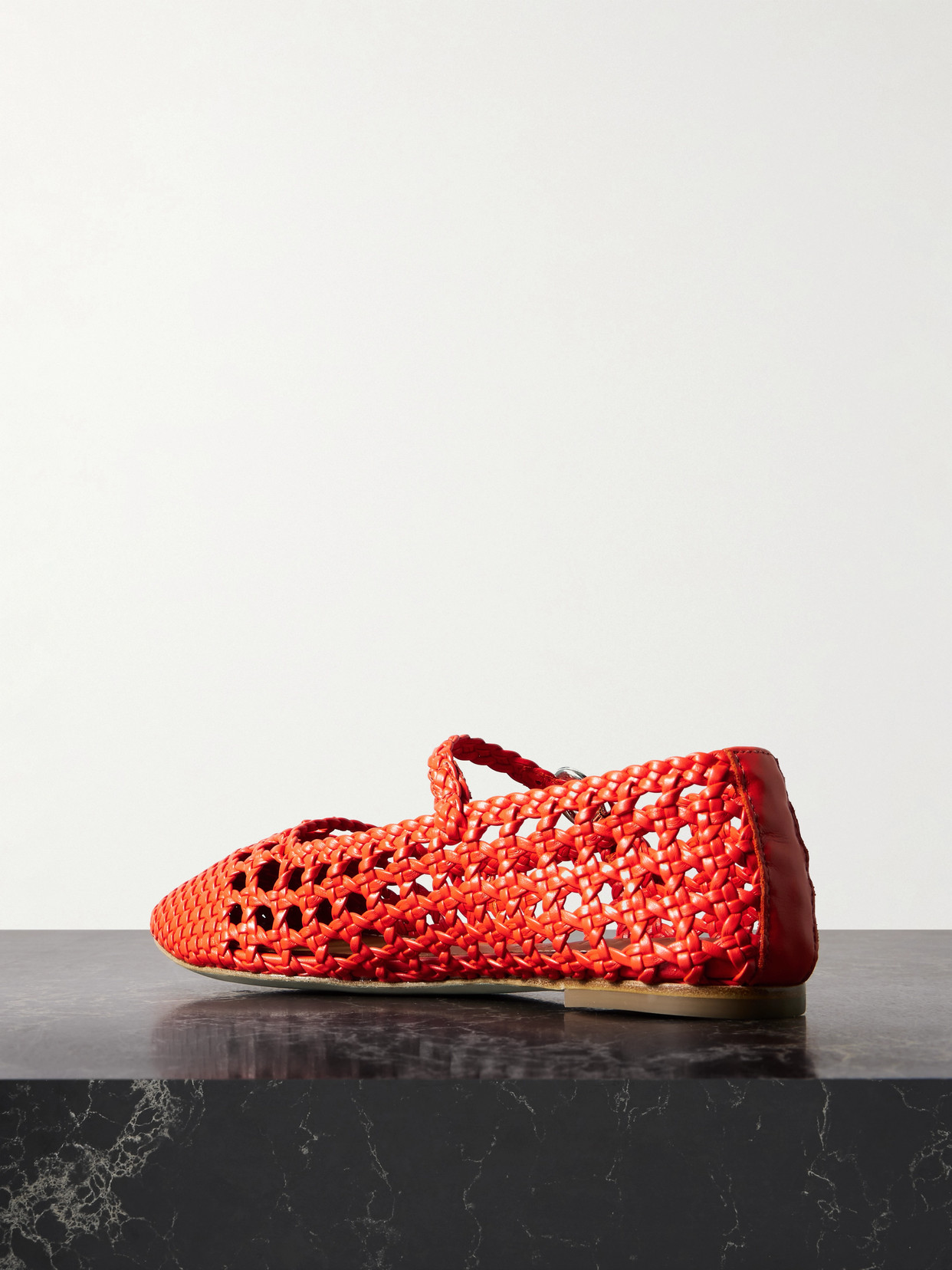 Nell Woven Leather Mary Jane Ballet Flats