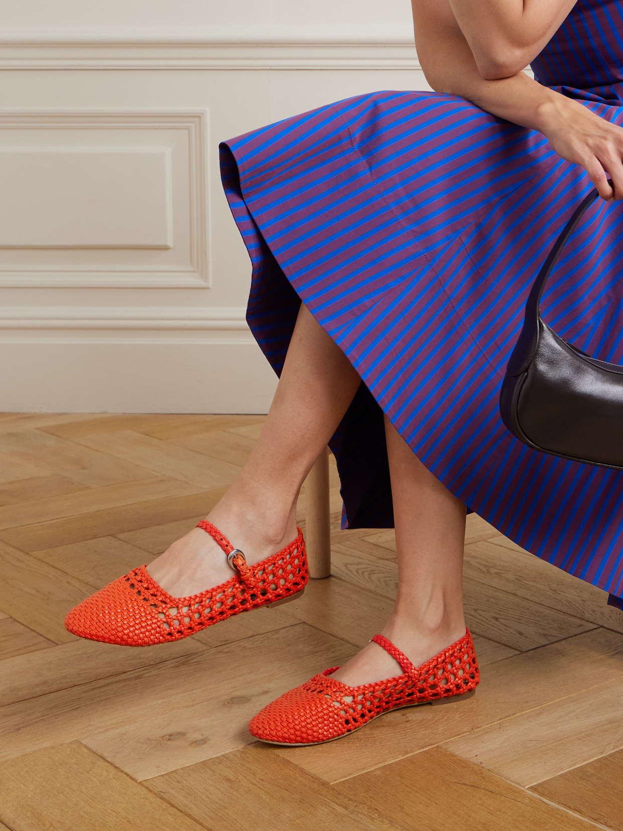 Nell Woven Leather Mary Jane Ballet Flats