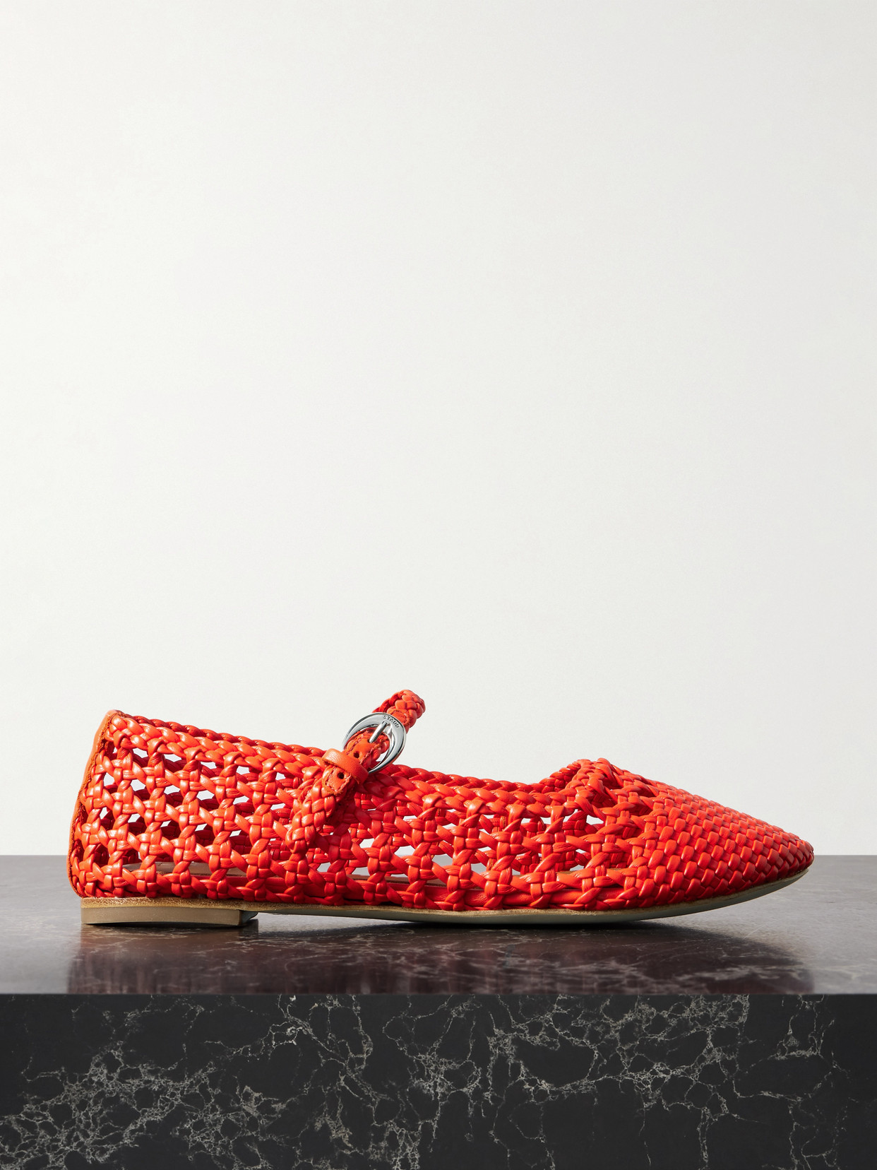 Staud Nell Woven Leather Mary Jane Ballet Flats