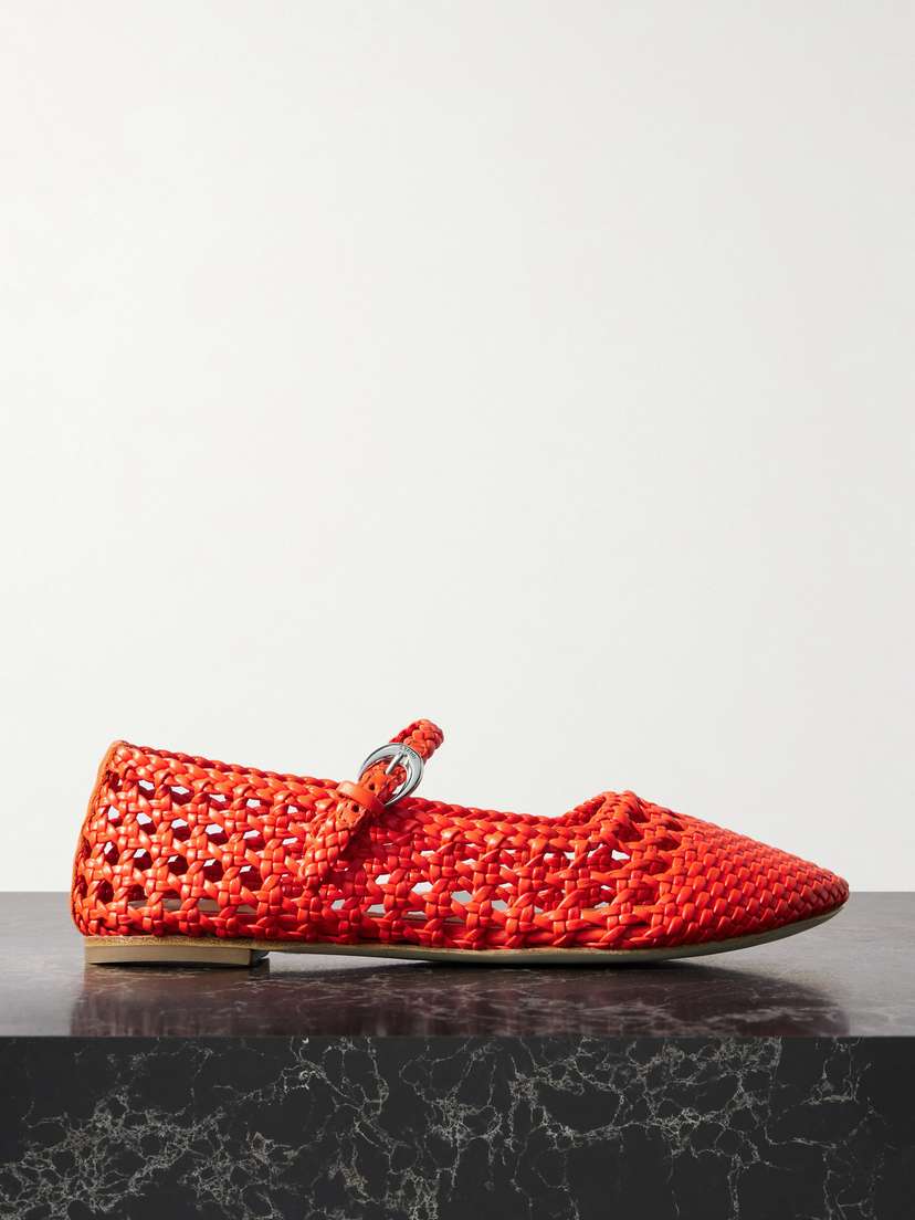 Staud Nell Woven Leather Mary Jane Ballet Flats