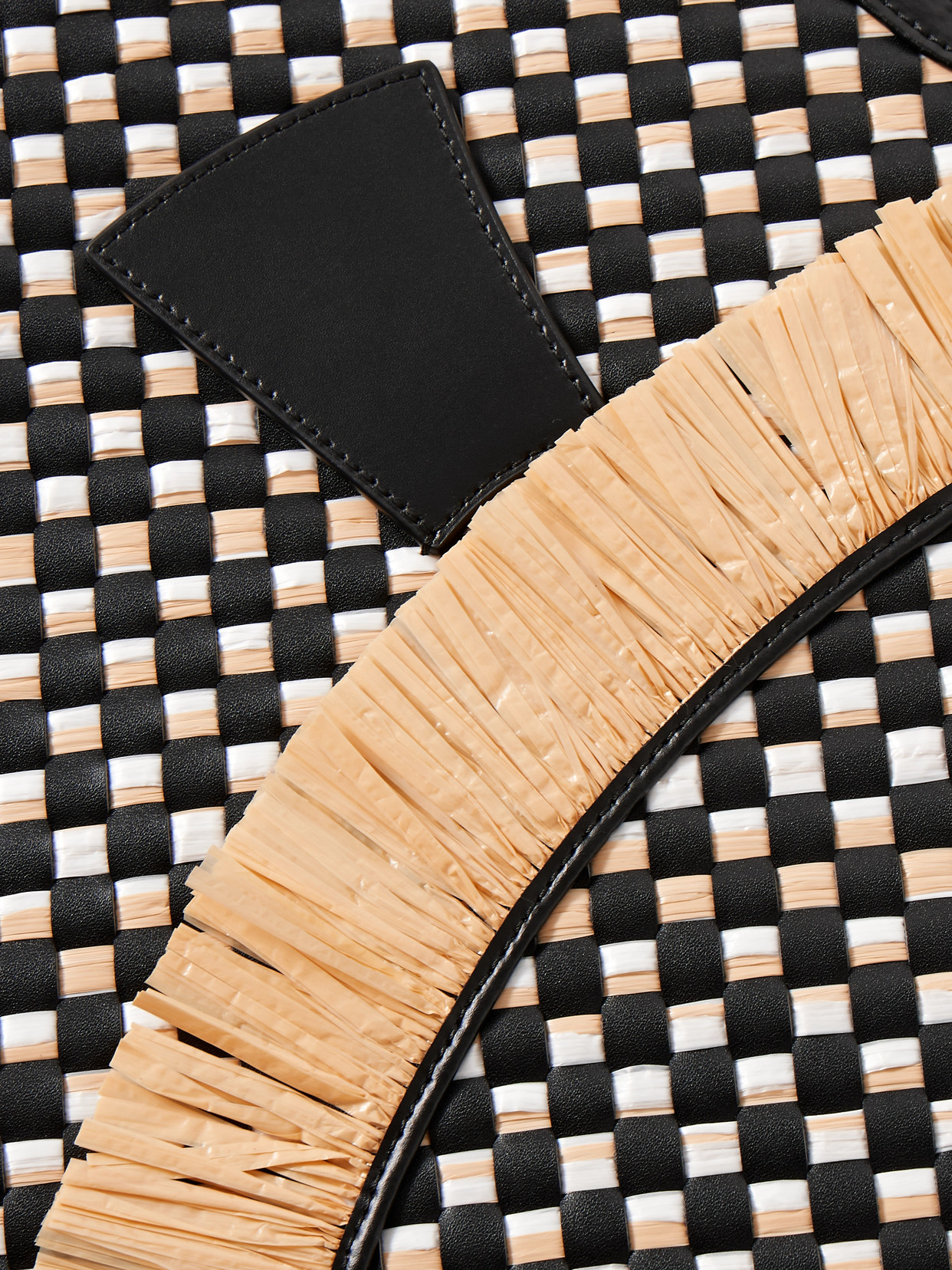 Staud Cleo Fish Woven Leather And Raffia Tote