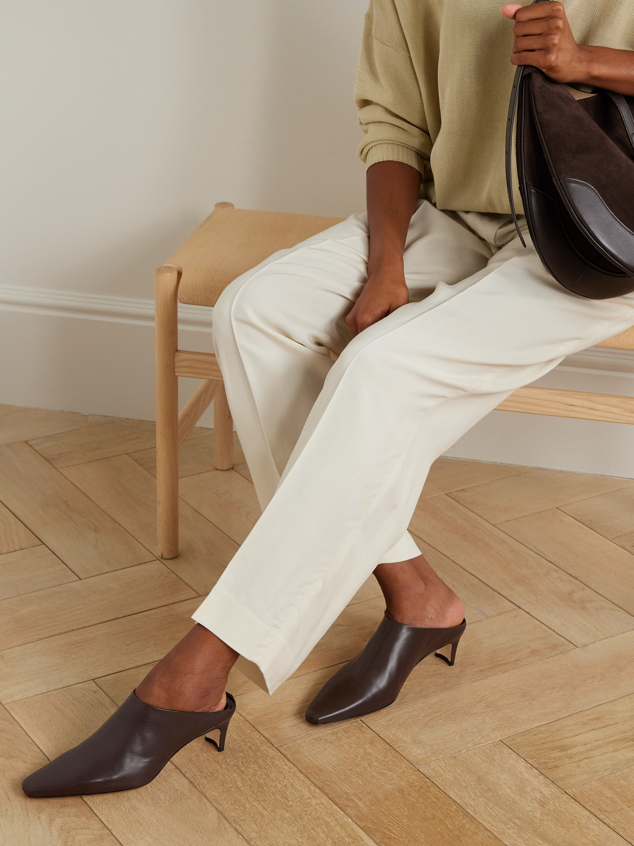 Staud Wally Leather Mules In Brown