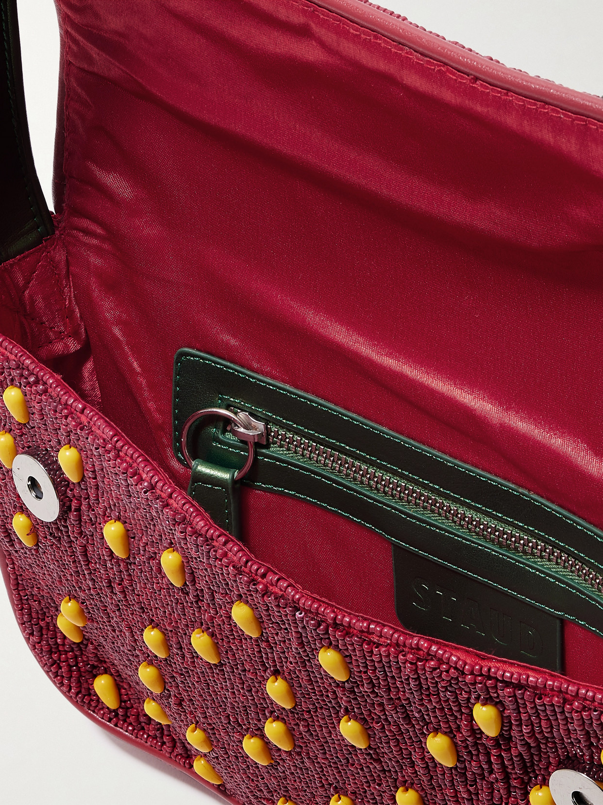 Staud Tommy Embellished Satin Shoulder Bag