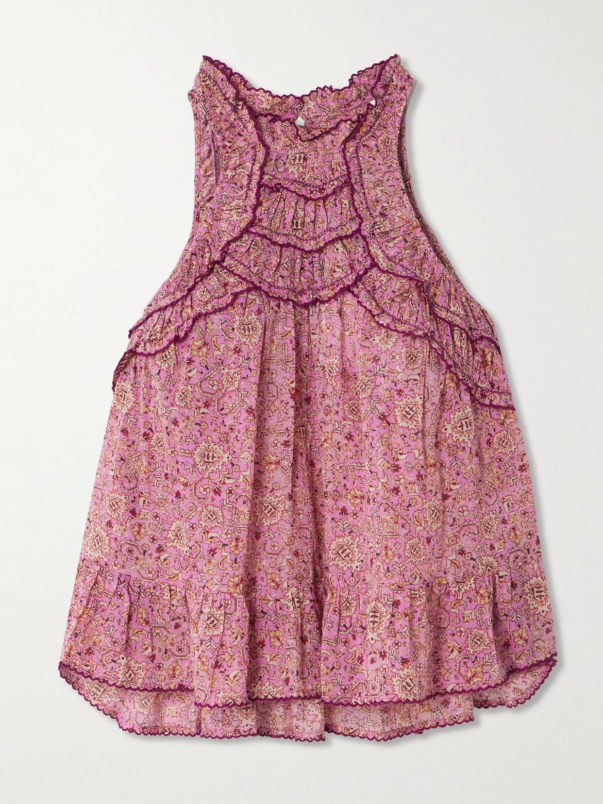 Isabel Marant Étoile Carlee Ruffled Embroidered Floral-print Cotton-voile Top In Pink