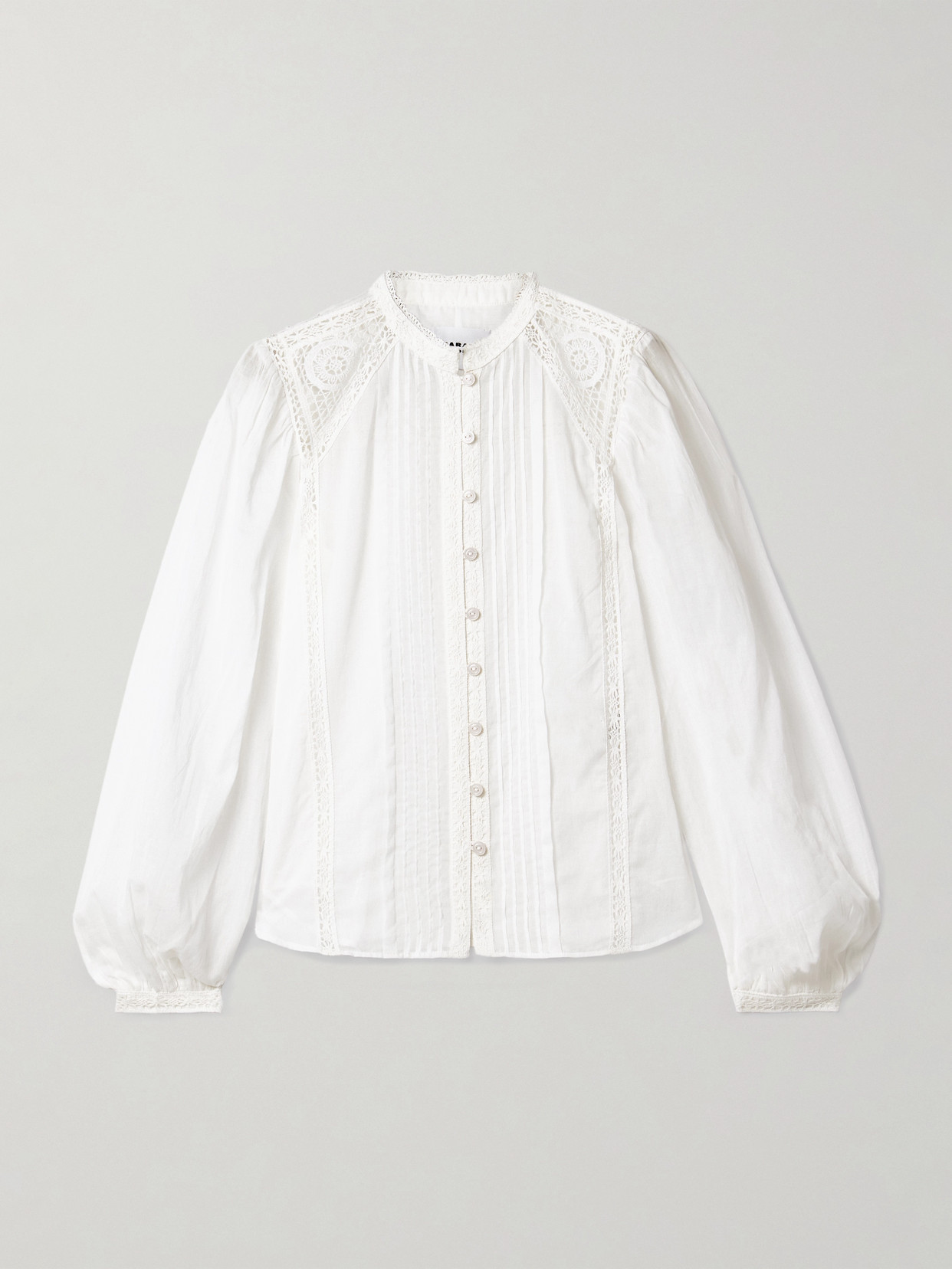 Isabel Marant Étoile Greicy Guipure Lace-trimmed Pintucked Cotton-voile Shirt
