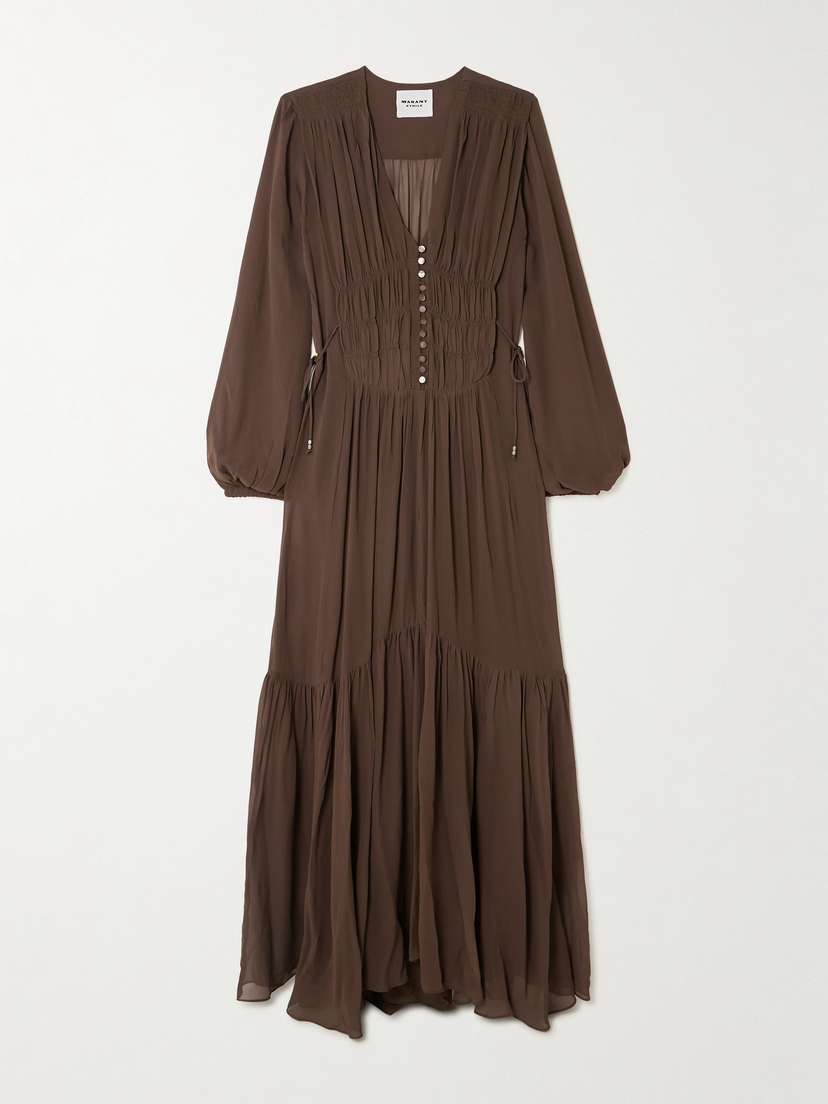 Marant Étoile Briane Gathered Georgette Maxi Dress