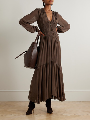 Marant Étoile Briane gathered georgette maxi dress