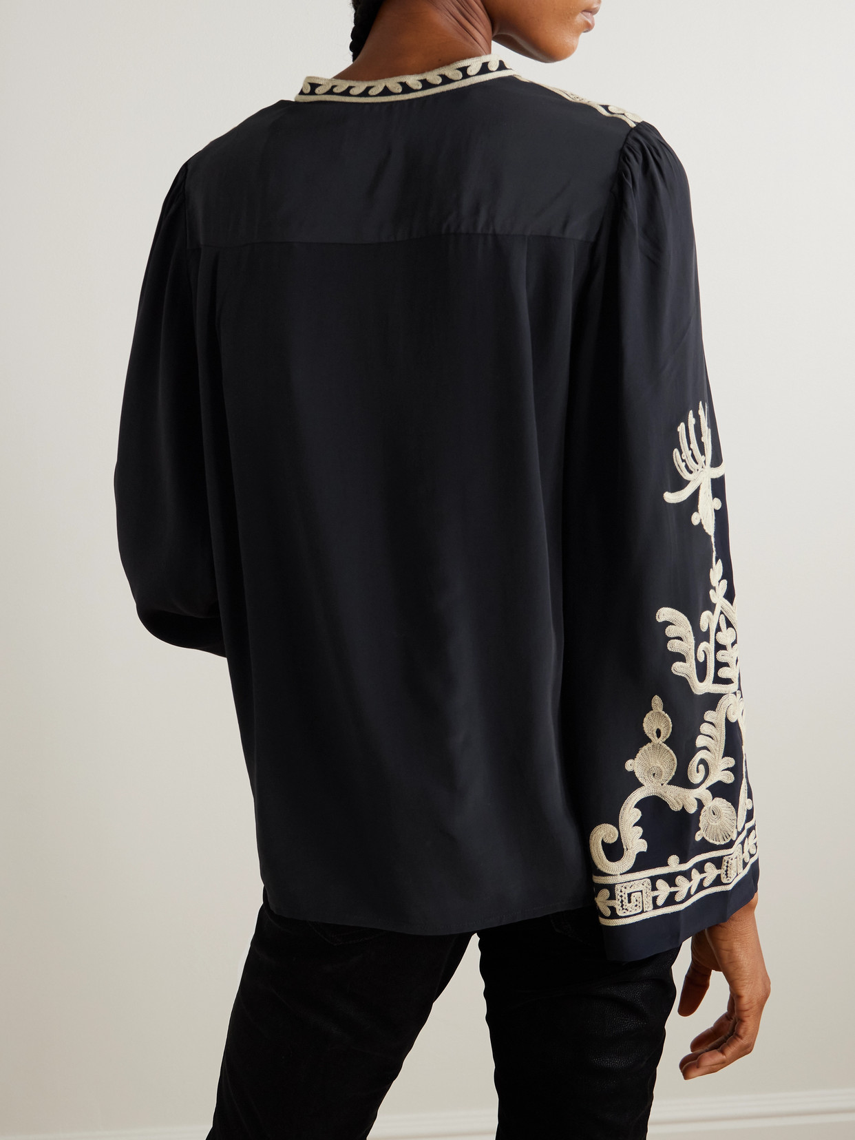 Isabel Marant Étoile Falonne Embroidered Crepe Blouse In Black