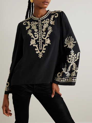 Marant Étoile Falonne embroidered crepe blouse