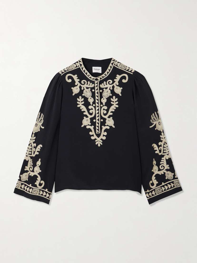 Marant Étoile Falonne Embroidered Crepe Blouse