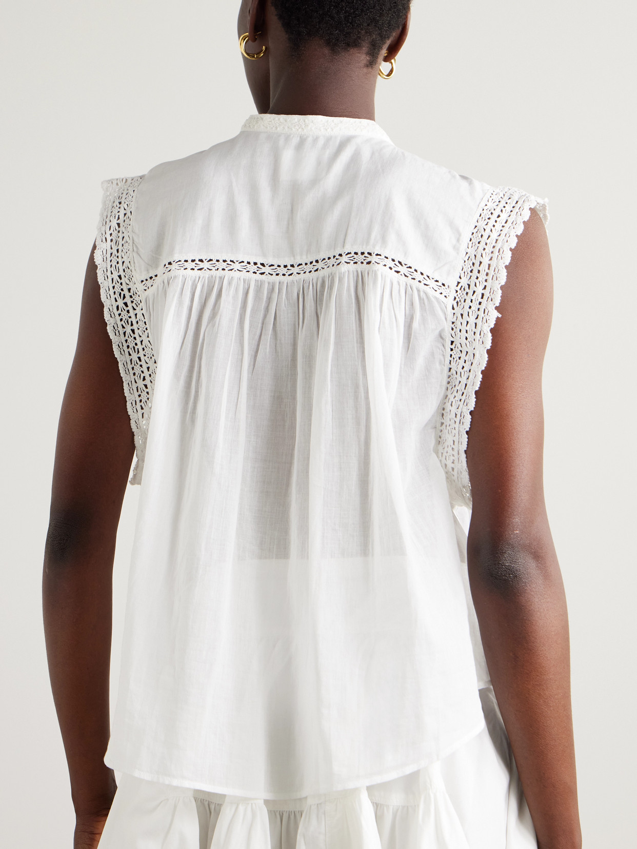 Isabel Marant Étoile Gresia Crochet-trimmed Pintucked Cotton-voile Top In White