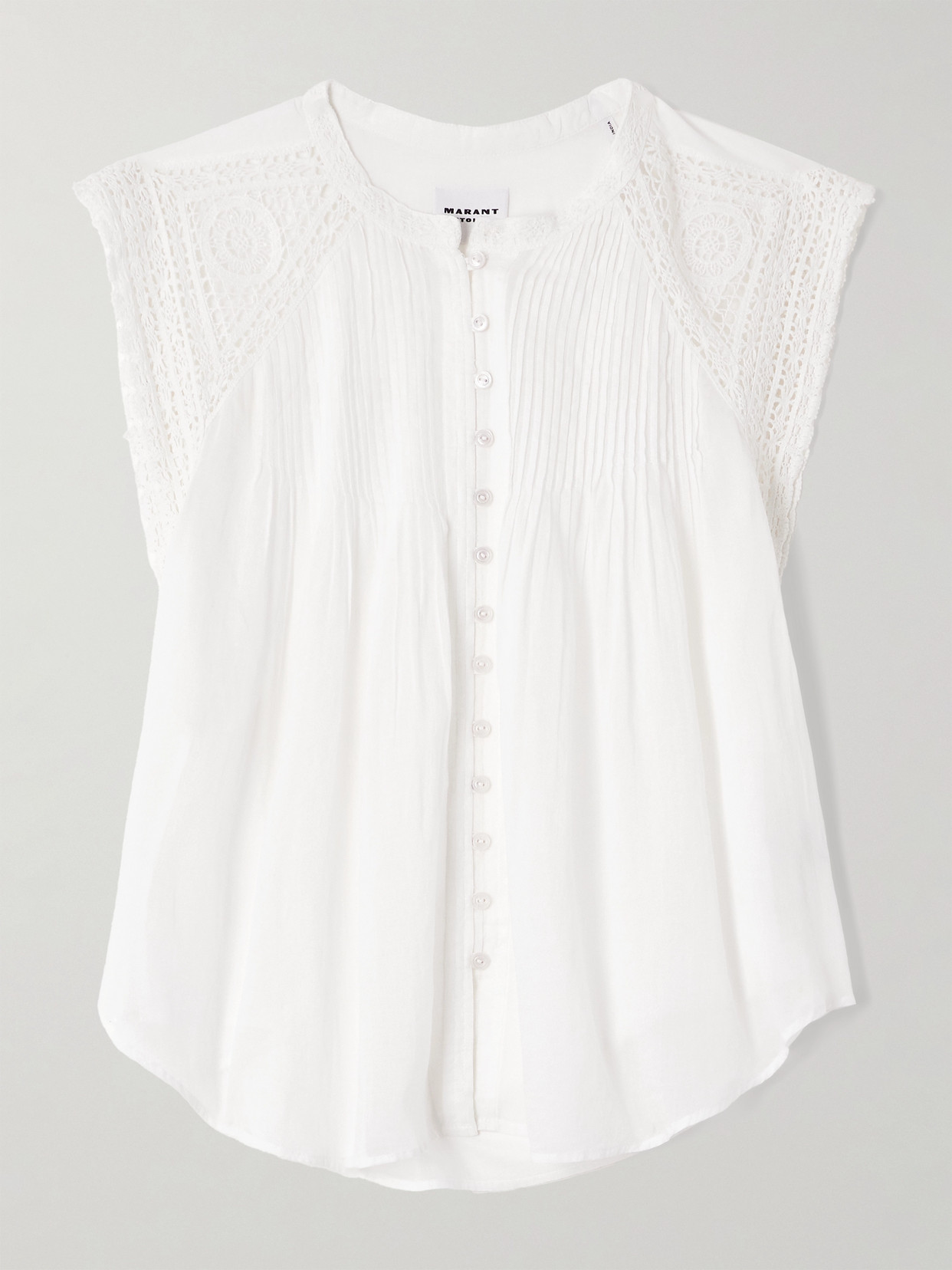 Isabel Marant Étoile Gresia Crochet-trimmed Pintucked Cotton-voile Top In White