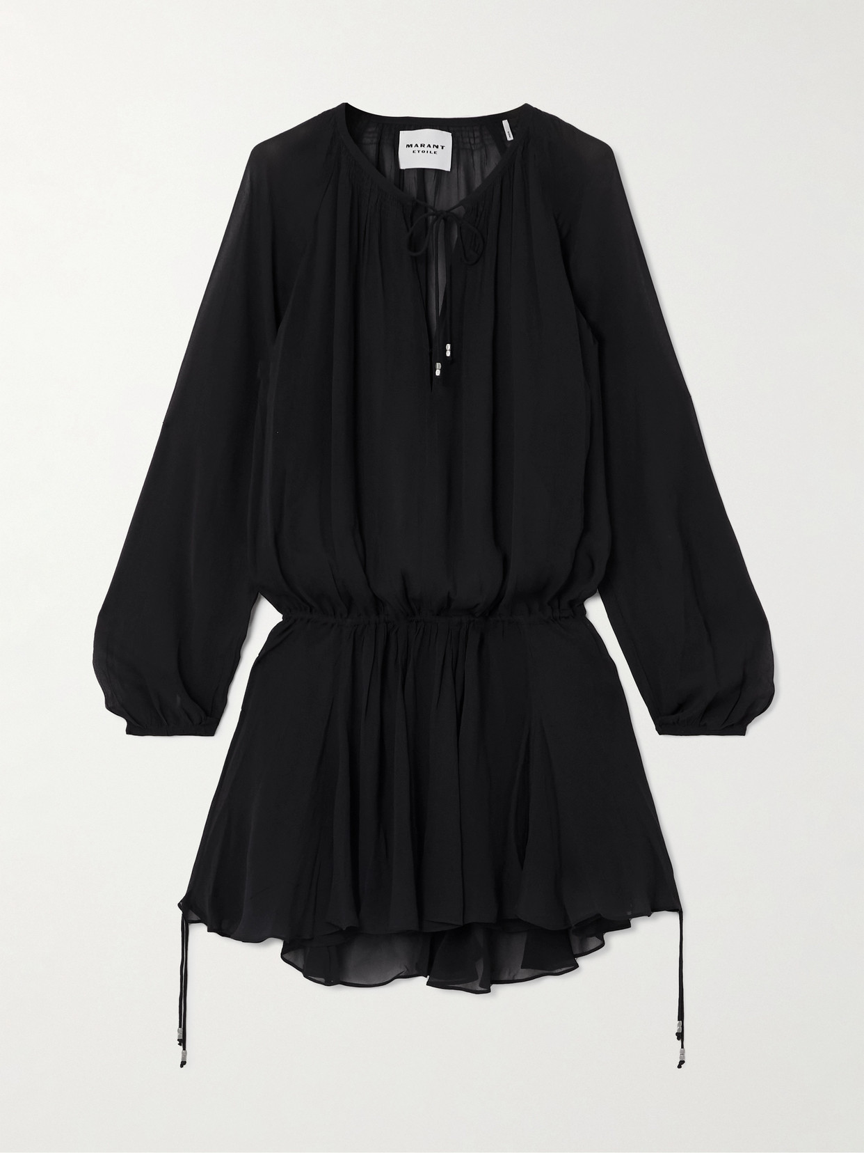 Isabel Marant Étoile Bess Gathered Georgette Mini Dress In Black