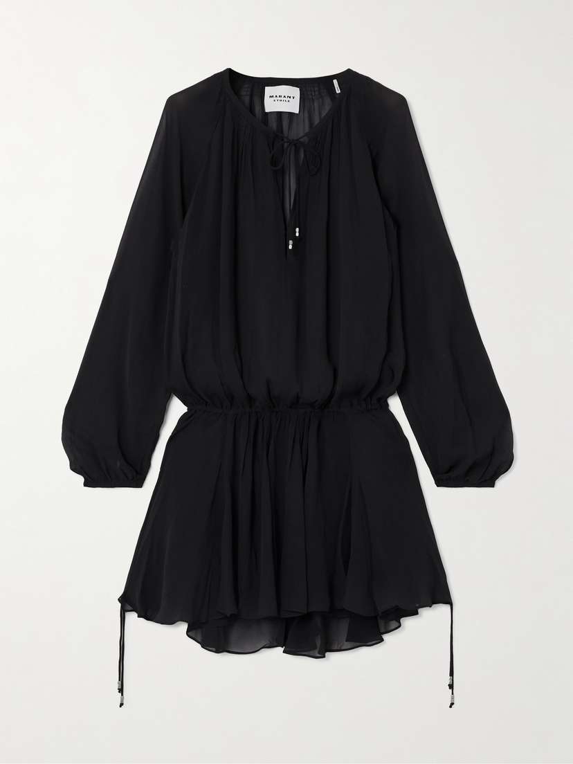 Marant Étoile Bess Gathered Georgette Mini Dress