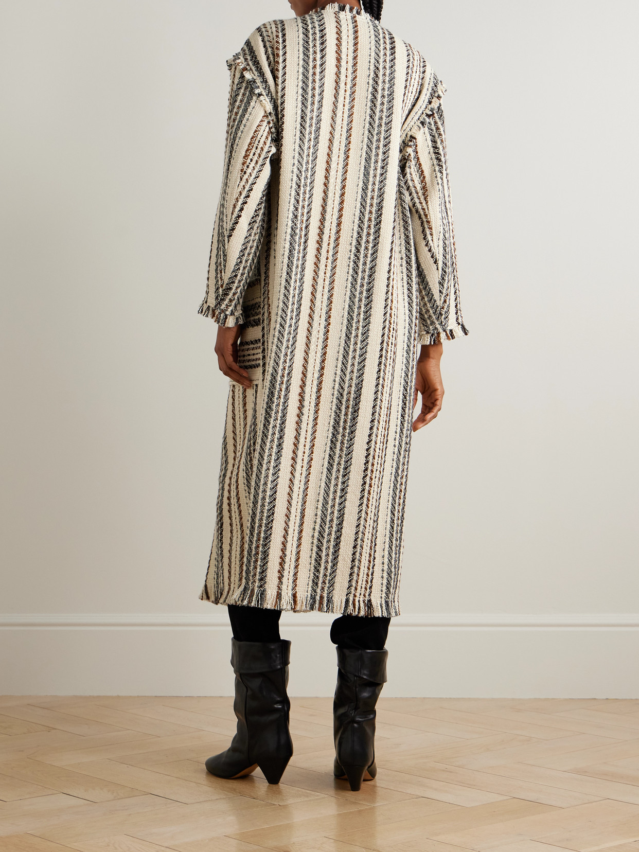 Isabel Marant Étoile Inita Frayed Striped Tweed Coat
