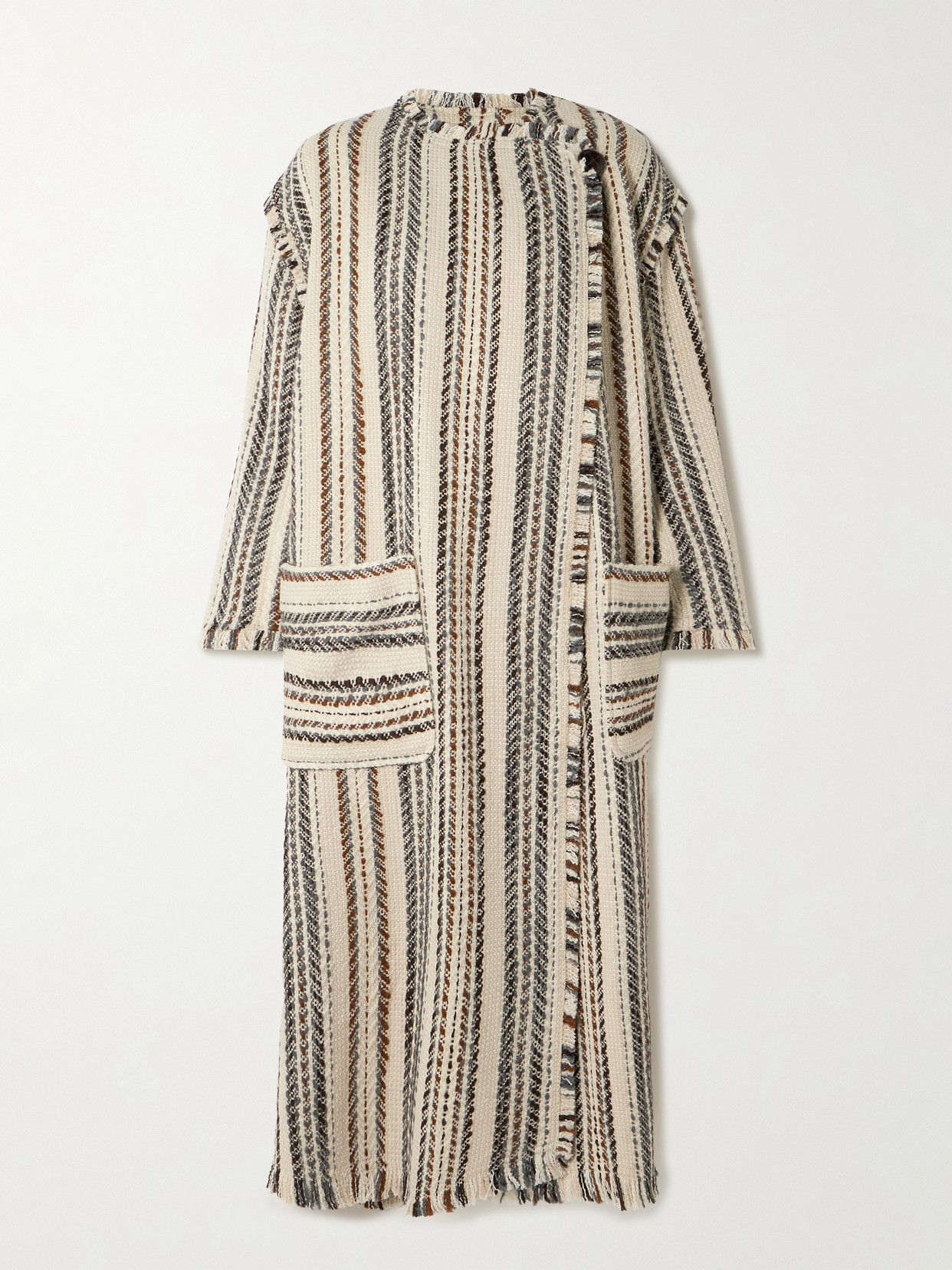Isabel Marant Étoile Inita Frayed Striped Tweed Coat