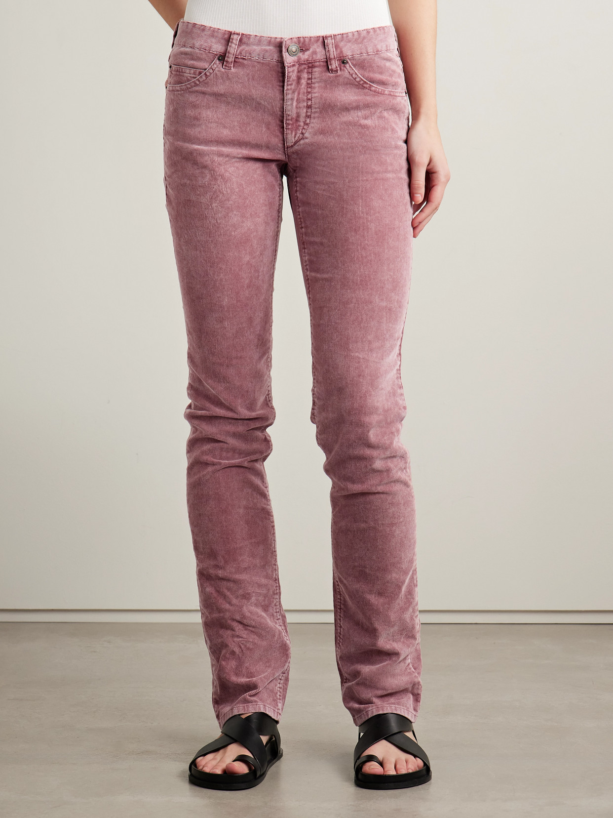 Isabel Marant Étoile Leniya Cotton-blend Corduroy Skinny Pants In Pink
