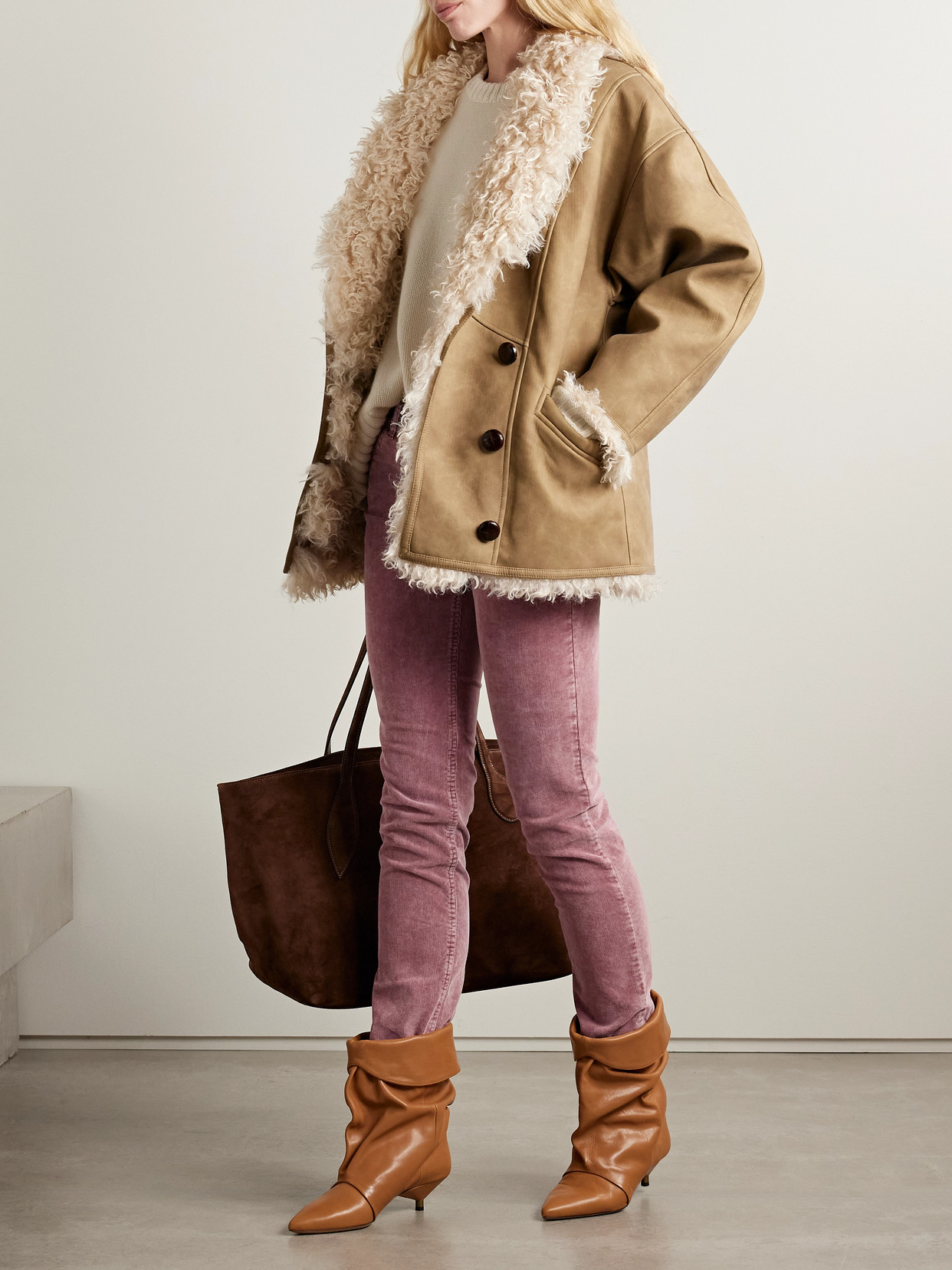 Isabel Marant Étoile Leniya Cotton-blend Corduroy Skinny Pants In Pink