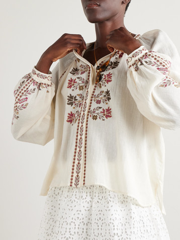 Marant Étoile Lynne embroidered cotton-gauze blouse