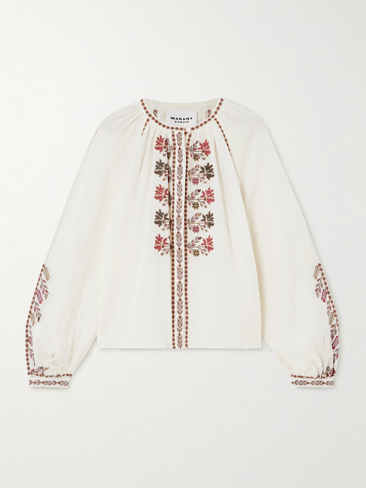 Isabel Marant Étoile Lynne Embroidered Cotton-gauze Blouse In Sand