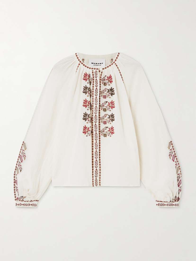 Marant Étoile Lynne Embroidered Cotton-gauze Blouse