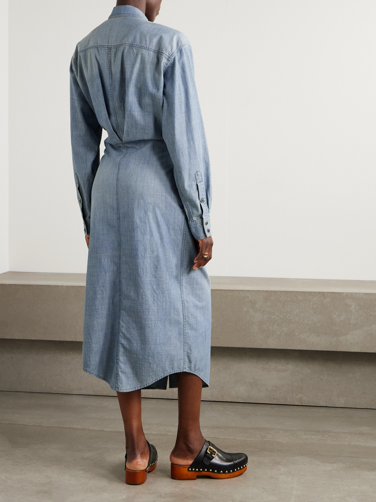 Isabel Marant Étoile Nolwen Cotton-chambray Midi Shirt Dress In Blue