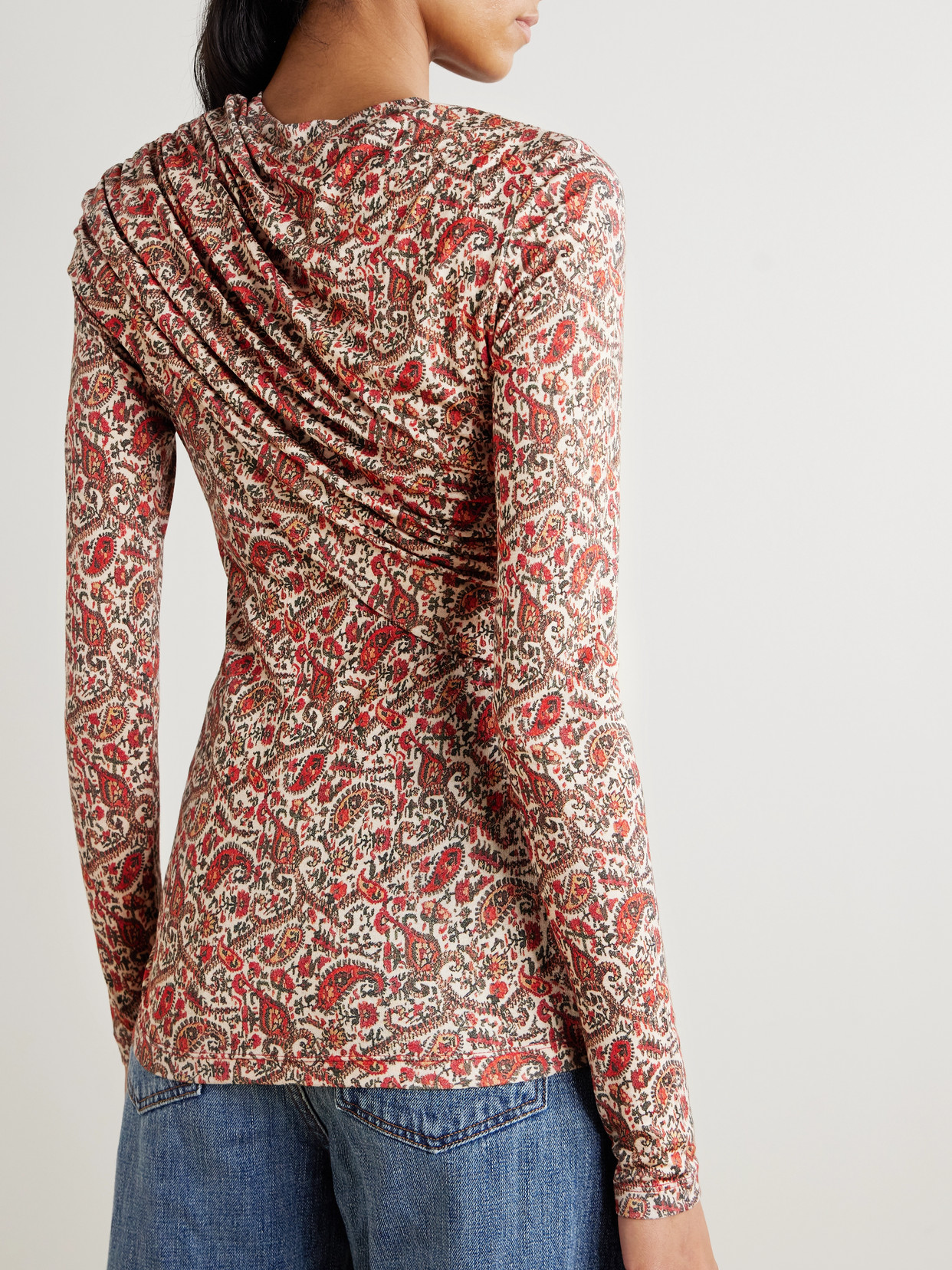 Isabel Marant Étoile Printed Stretch-modal Turtleneck Top In Red